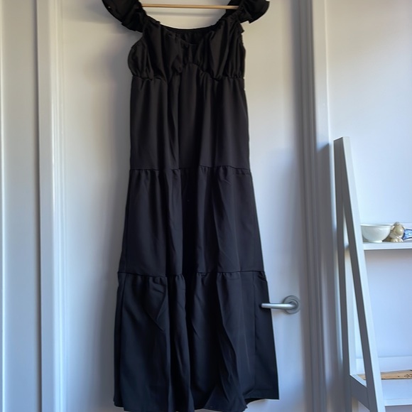 Ruffle Cotton Black Casual Beach Sun Dress - Picture 8 of 8